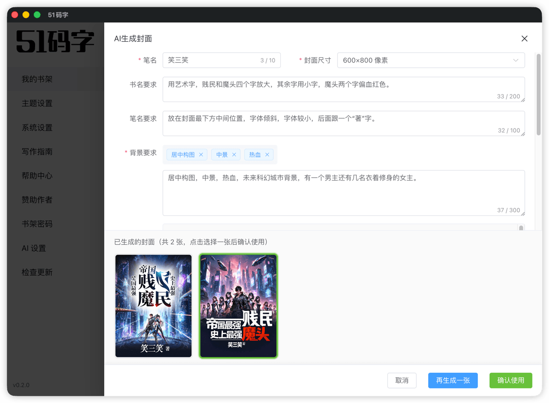 书架管理 & AI 封面 - 51mazi